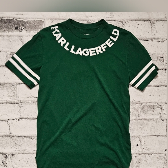 Karl Lagerfeld Other - Karl Lagerfeld Paris Logo Tee Green Varsity Stripe XS